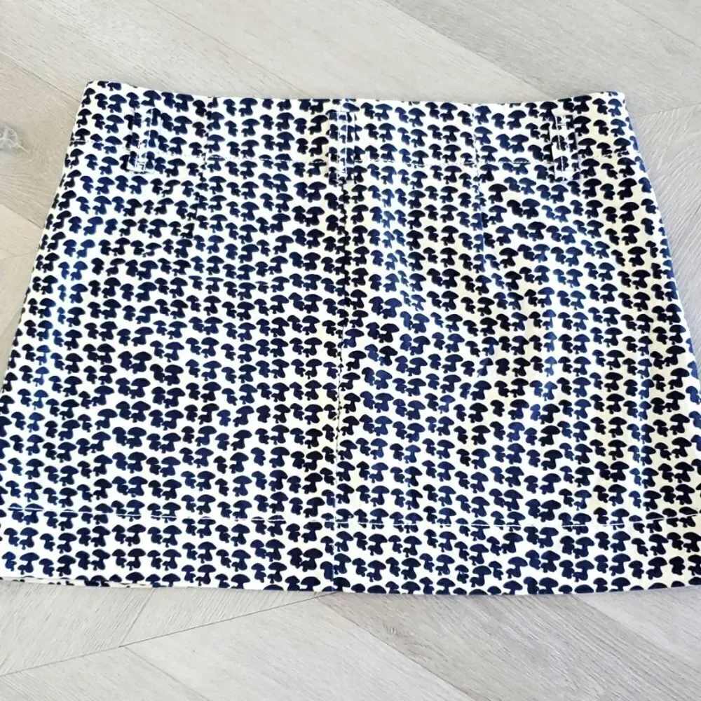 J.Crew Women's Mushroom Print geo mini skirt Sz 10 Navy/White